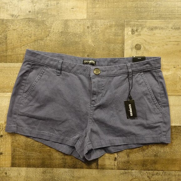 Express Shortie Low Rise Shorts Women’s 4 Slate Blue Casual Cotton Stretch 2” - Picture 1 of 10